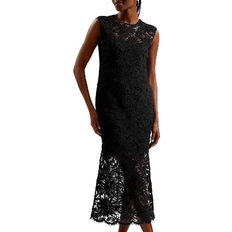 women's business casual dressesTed Baker Womens Crochet Midi Midi Dress