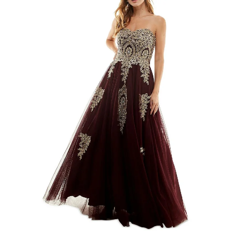 women's apple-shaped body dressesTLC Say Yes To The Prom Womens Juniors Sleeveless Embellished Evening Dress