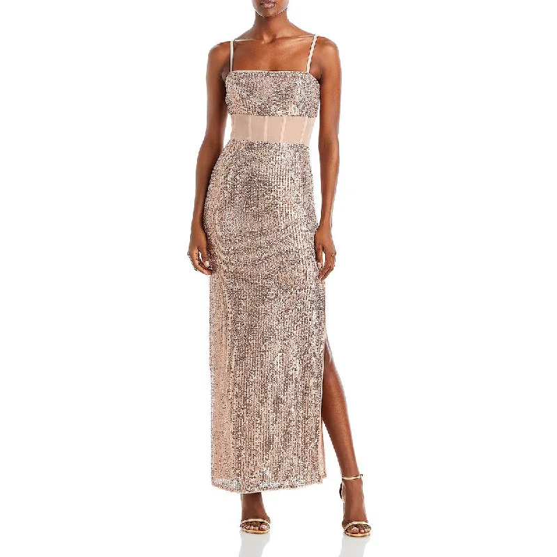 Asymmetric DressBCBGMAXAZRIA Womens Sequined Long Evening Dress