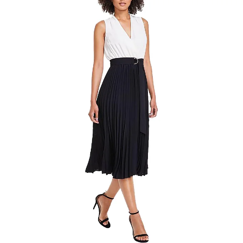 Pearl DressAnne Klein Womens Pleated Sleeveless Midi Dress