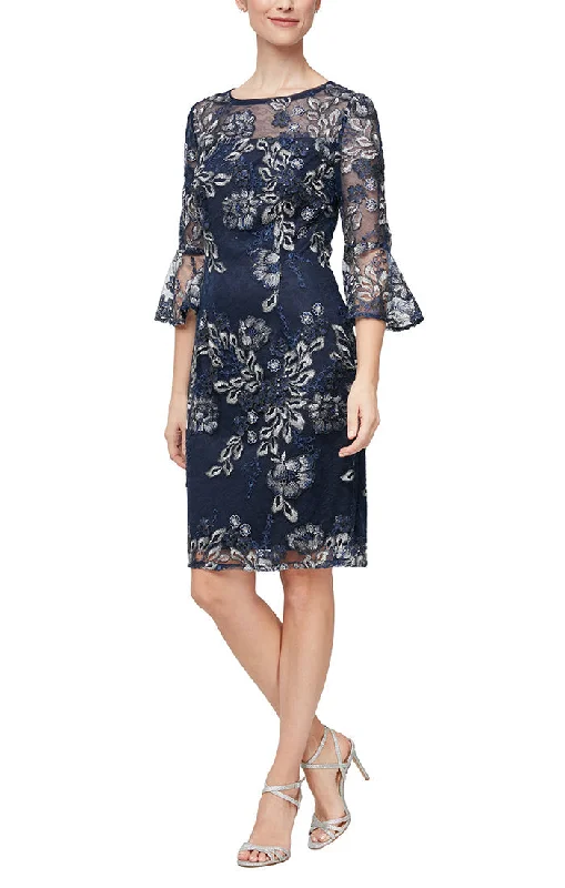 women's bow dressesAlex Evenings 81171384 - Floral Midi Dress