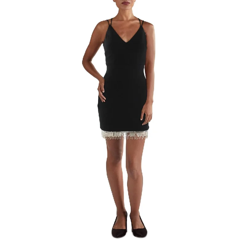 women's long-sleeved dressesCity Studios Womens Juniors Embellished Short Bodycon Dress