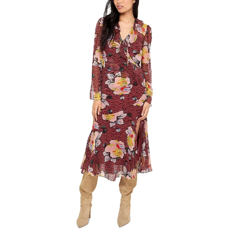 women's body-skimming dressesJoie Womens Printed Long Sleeve Midi Dress