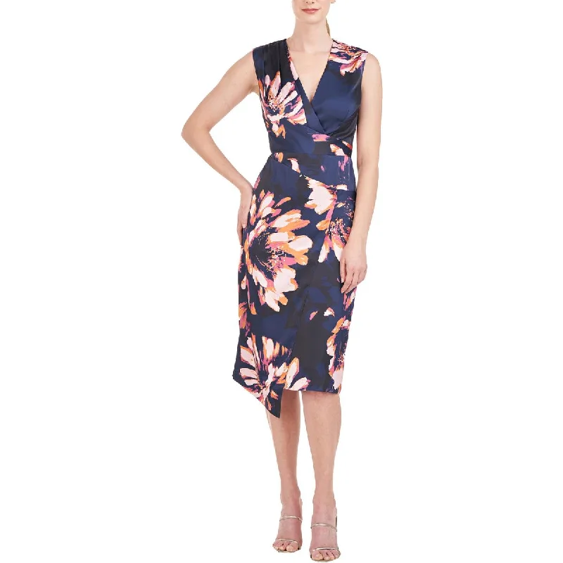 Neon DressKay Unger New York Womens Floral Print Pleated Midi Dress