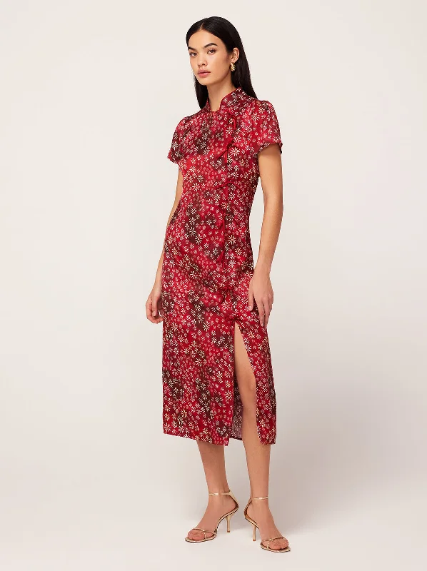 Trumpet DressLeia Red Constellation Print Midi Dress