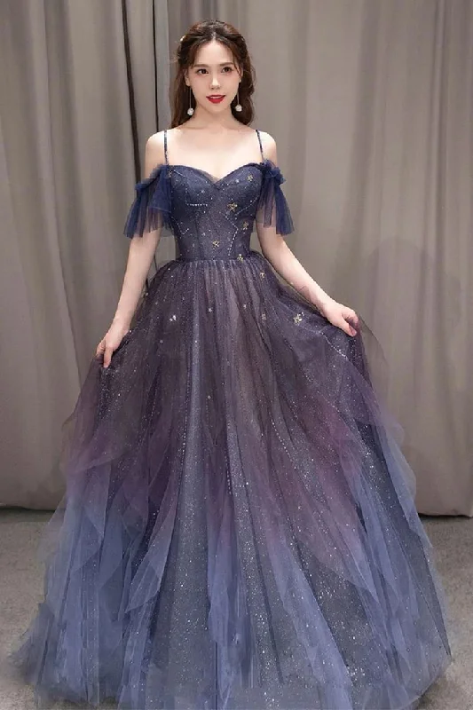 women's mother of the bride dressesPurple sweetheart neck tulle long ball gown evening dress gh2625