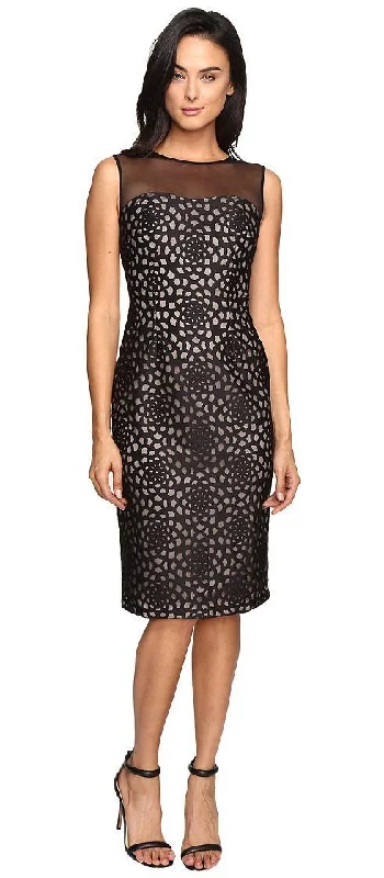 Metallic DressMaggy London - Illusion Floral Design Sheath Midi Dress G2721MSC