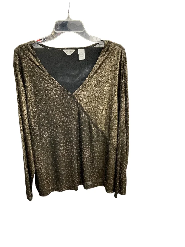 women's tops for relaxed weekendsTop Long Sleeve By Laura Ashley In Gold, Size: 2x