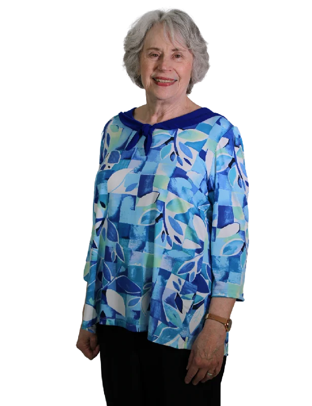 women's tops for mixing and matching with different bottomsElla Adaptive Top - Turquoise Floral