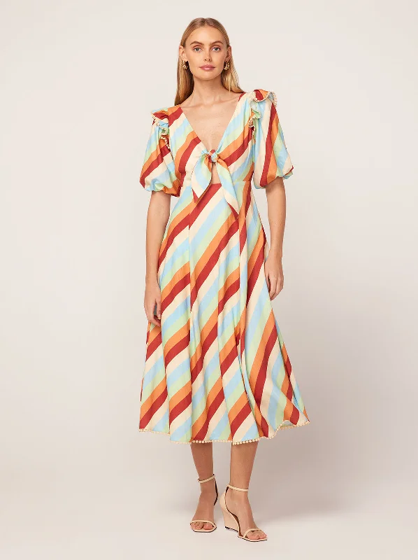 Peter Pan Collar DressPia Multi Stripe Midi Dress