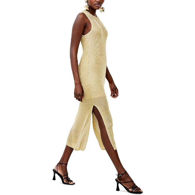 women's tall dressesFrench Connection Womens Metallic Knitted Midi Dress