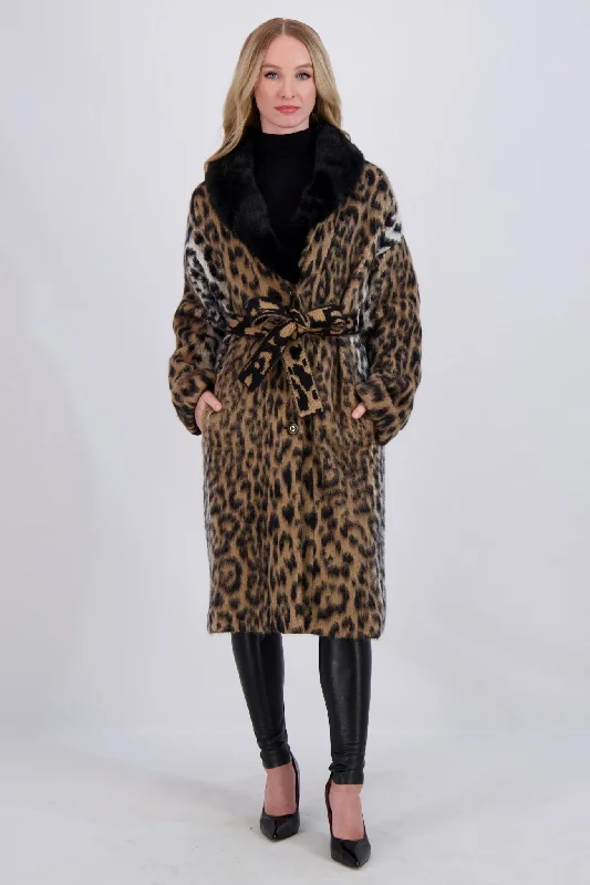 women's coats with satin liningsWOOL SHORT COAT WITH MINK COLLAR