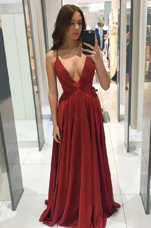 Elegant DressSimple v neck long A line prom dress evening dress gh2138