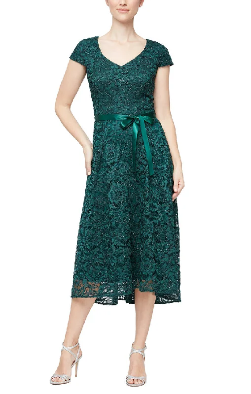 Organza Dressv - Floral Midi Dress