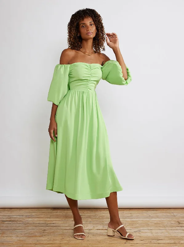 Sweetheart Neckline DressAlexis Green Bardot Midi Dress