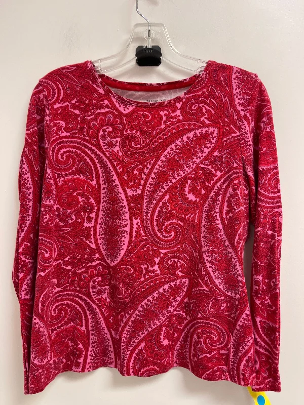 women's tops with lace-up frontsTop Long Sleeve By Talbots In Red, Size: L