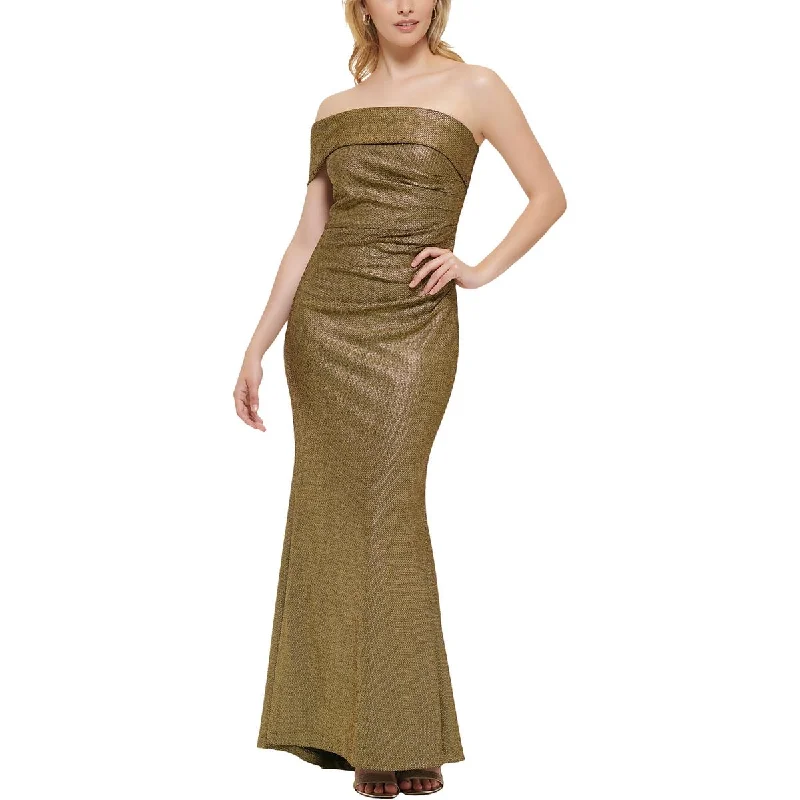 women's petite dressesEliza J Womens Metallic One Shoulder Evening Dress