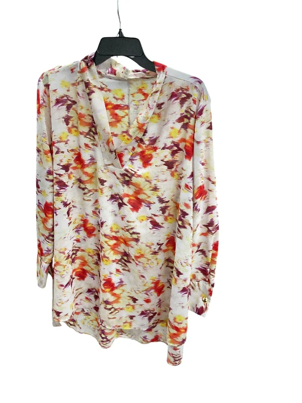 women's tops with sheer overlaysTop Long Sleeve By Terra & Sky In Multi-colored, Size: 14