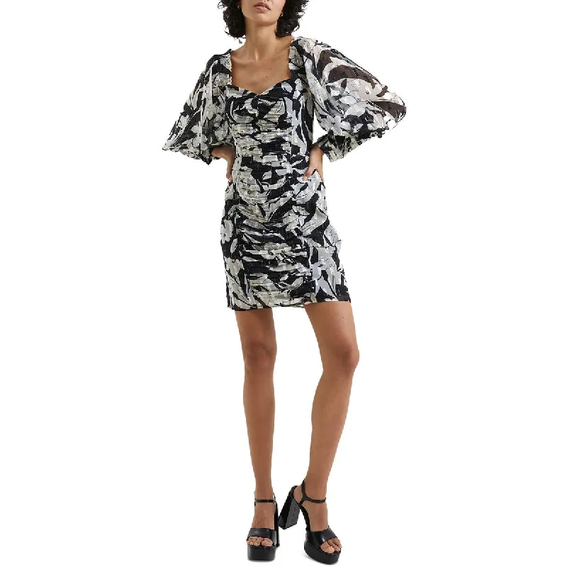 women's casual dressesFrench Connection Womens Floral Printed Above Knee Bodycon Dress