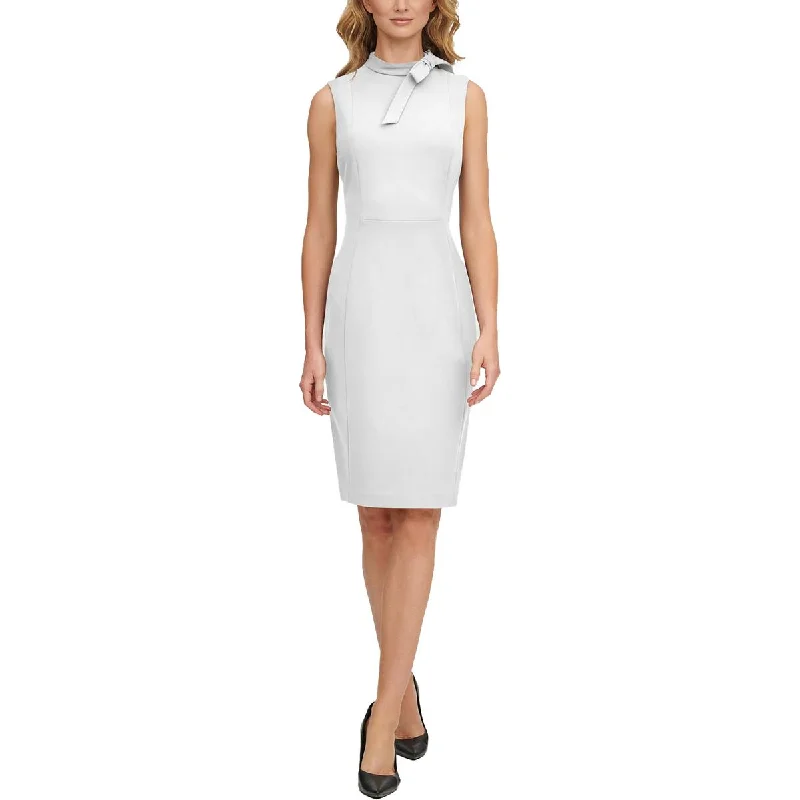 Sleeveless DressCalvin Klein Womens Crepe Bow Neck Bodycon Dress