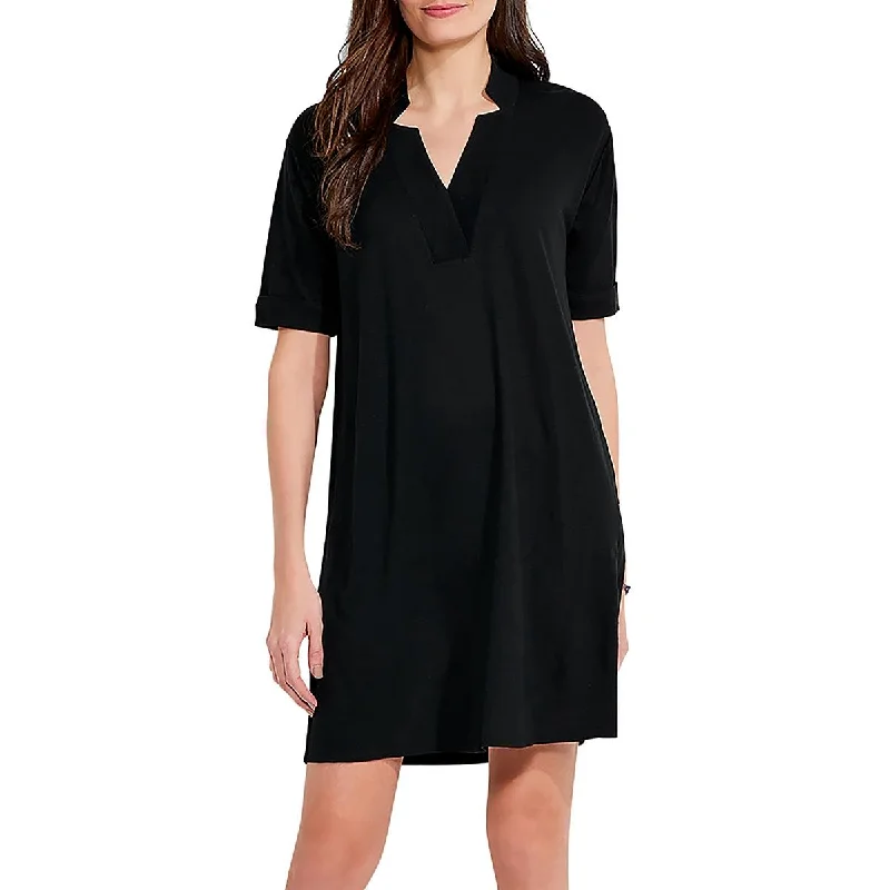 Nic + Zoe Womens Cuff Sleeve Midi T-Shirt Dress