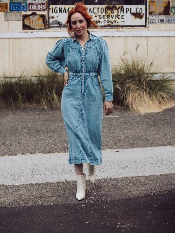 Organza DressFree People Mad Love Denim Midi Dress