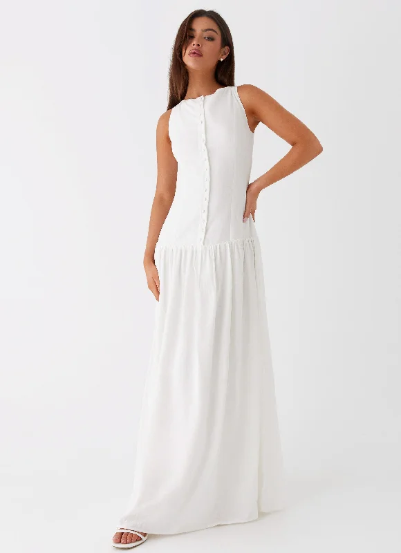 women's wedding guest dressesMeggie Linen Maxi Dress - White