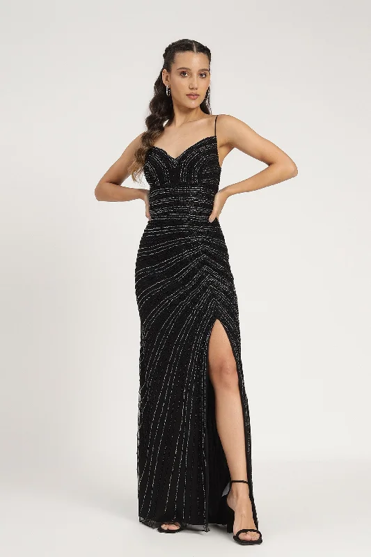 Sequined DressKimberly Embellished Maxi Dress in Black