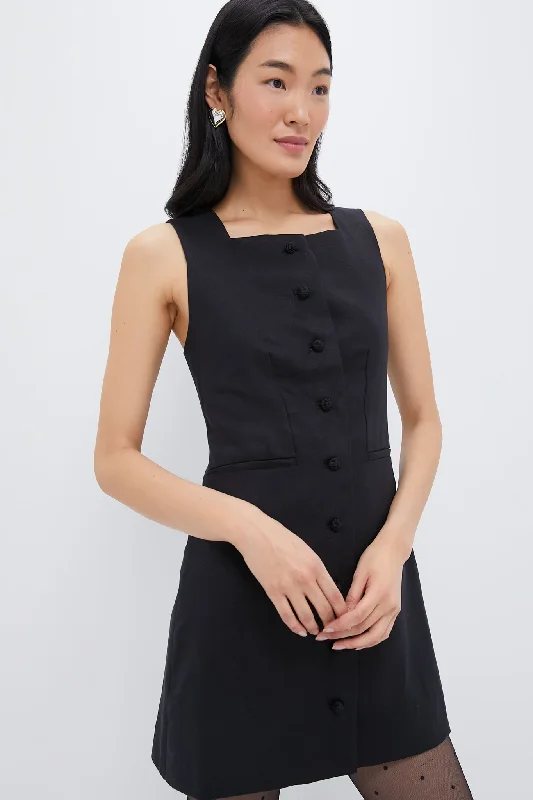 women's easy-to-wear dressesBlack Rio Button Mini Dress