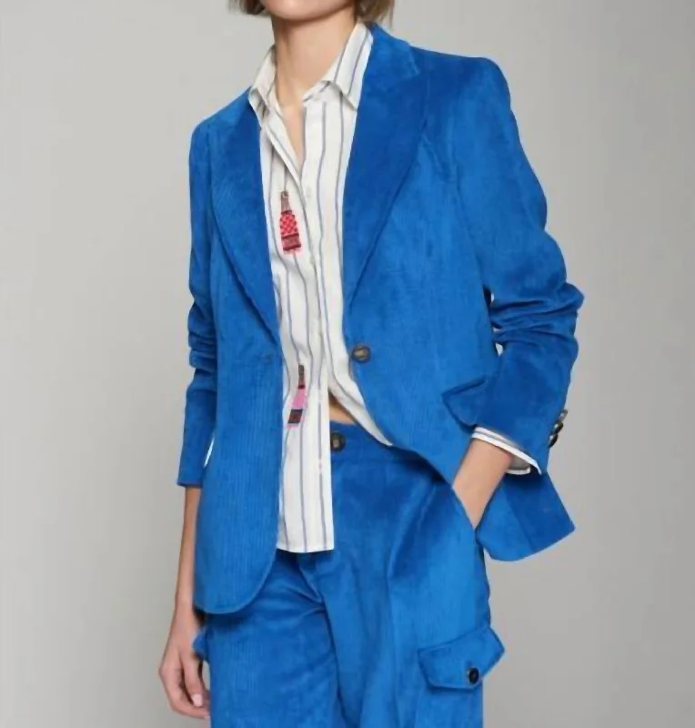 Heather Corduroy Jacket In Blue