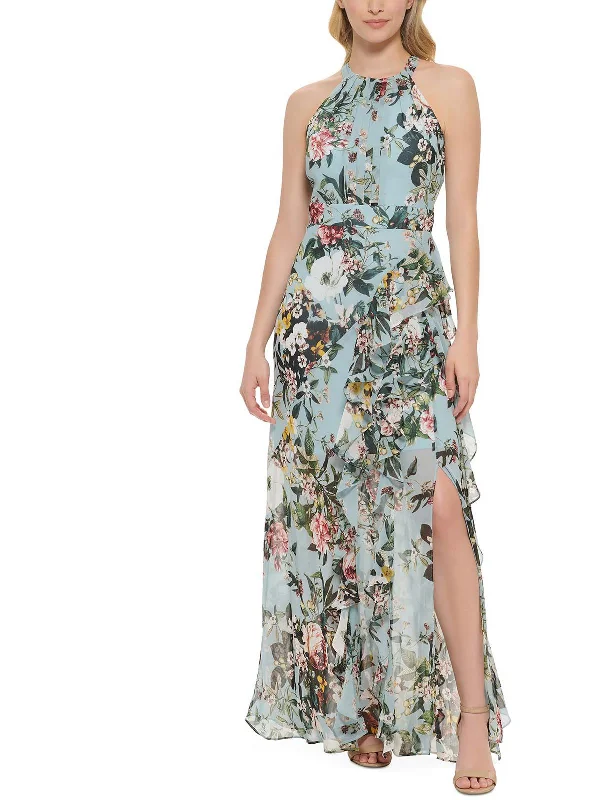 women's smart casual dressesWomens Floral Halter Maxi Dress