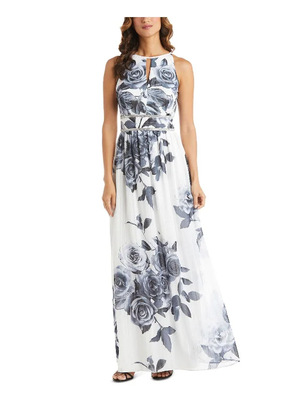 women's club dressesPetites Womens Floral Maxi Evening Dress