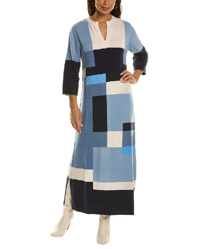 Solid Color DressFrances Valentine Colorblocked Wool-Blend Maxi Dress