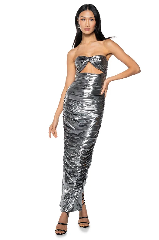 Halter DressBENNIE METALLIC CUT OUT MAXI DRESS