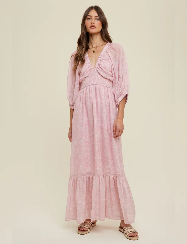 women's striped dressesFloral Maxi Dress, Pink Floral