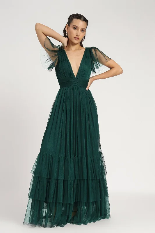 Off-The-Shoulder DressMadison Maxi Dress in Emerald Green