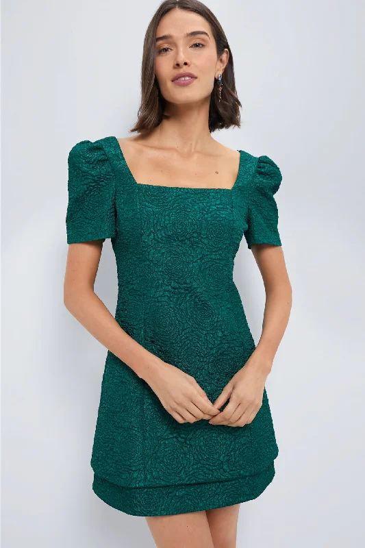 Glamour DressEmerald Green Jacquard Juliana Mini Dress