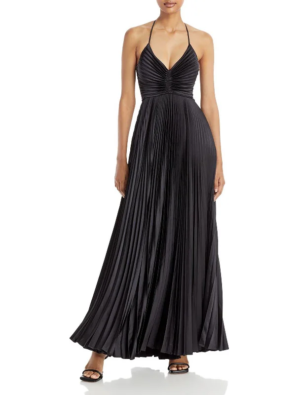 Designer DressWomens Pleated Open-back Maxi Dress