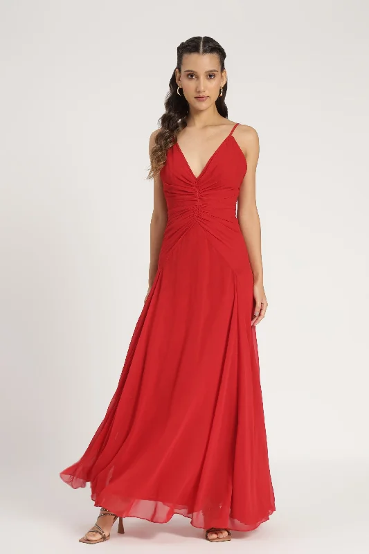 Peplum Hem DressWhitley Maxi Dress in Red