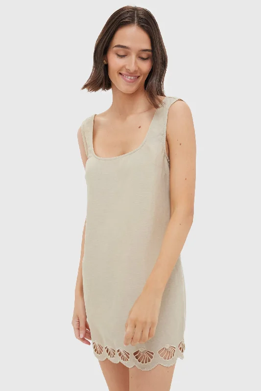 Formal DressJute Air Linen Scallop Mini Dress