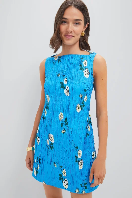 women's midi dressesRose Stems on Electric Blue Fifer Mini Dress