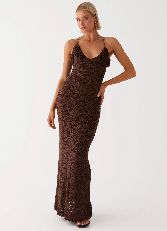 Prom DressZara Rose Crochet Maxi Dress - Chocolate