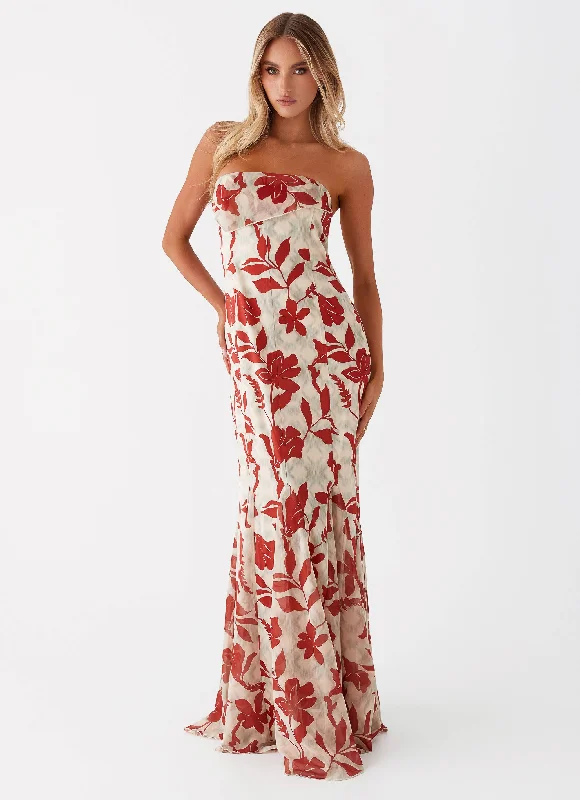 women's easy-to-wear dressesWilla Maxi Dress - Red Green Floral