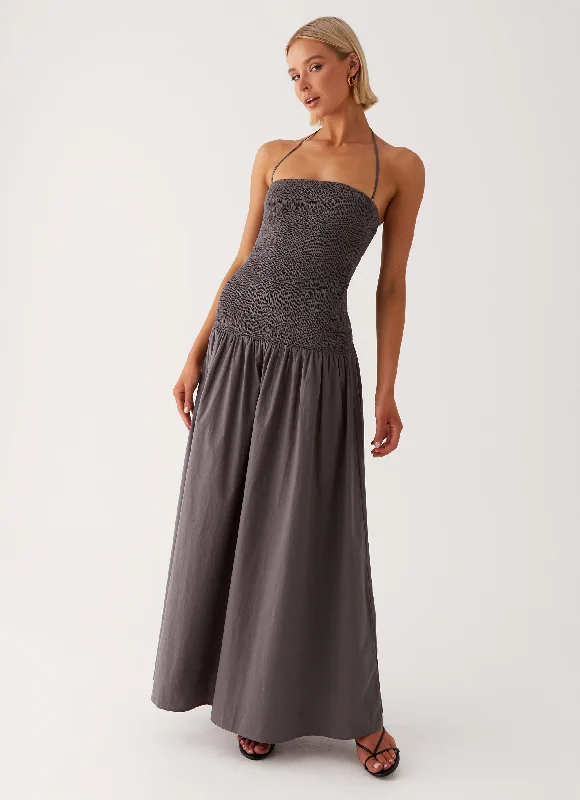 Halter DressZahra Maxi Dress - Charcoal