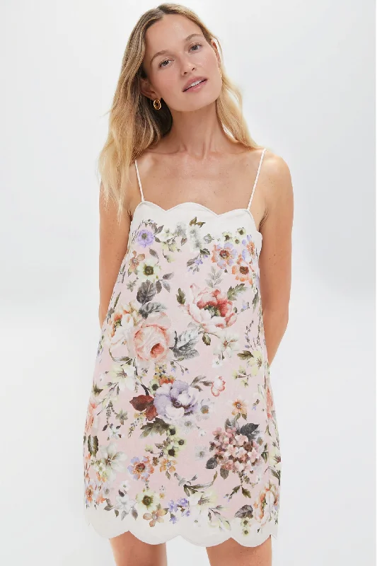 Fit-And-Flare DressPink Floral Acacia Scallop Mini Dress