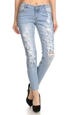 women's wide-leg pantsAmerican Blue -Distressed Cotton Jeans - Pack of 12