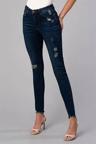 women's cotton pantsAmerican Blue Distressed Skinny Denim Jeans - Pack of 12