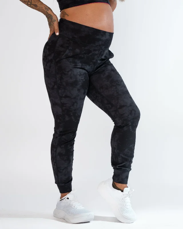 women's flare pantsStudio Skin Joggers - Black/Magnet Tie Dye