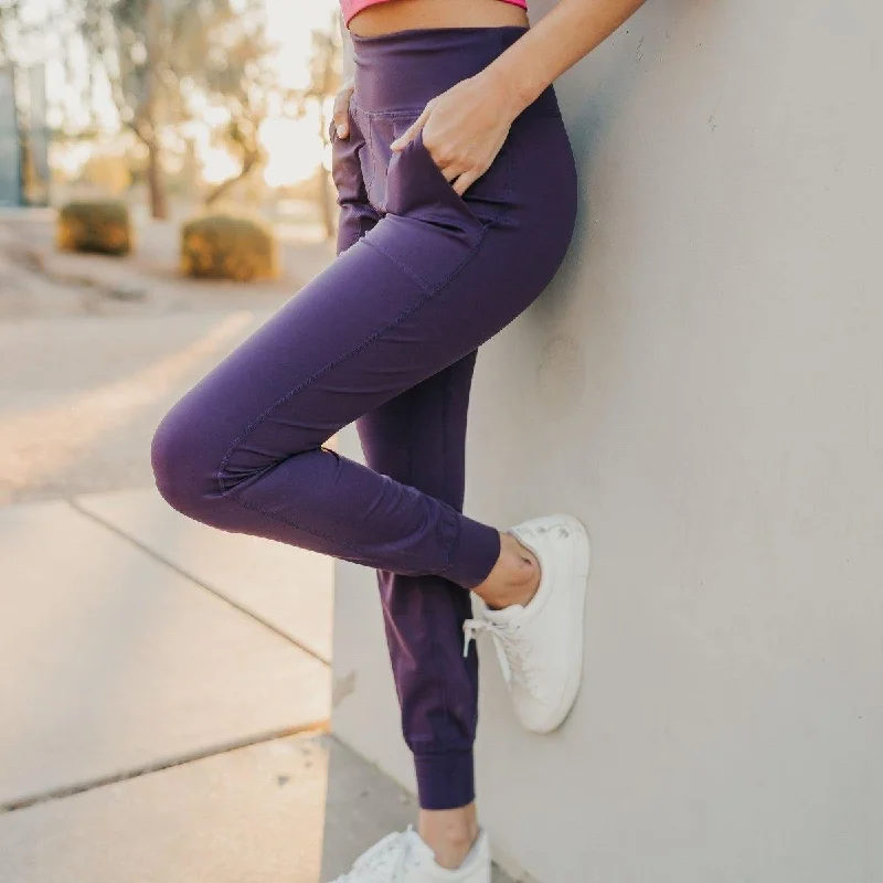 women's zipper pantsStudio Skin Joggers - Eggplant