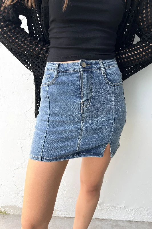 women's cocktail skirtsFITTED JEAN MINI JEAN SKIRT